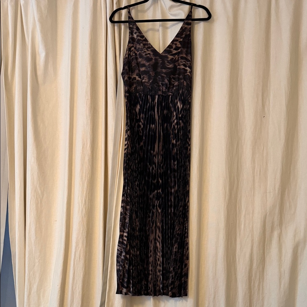 All Saints Black and Brown Leopard Maxi Dress